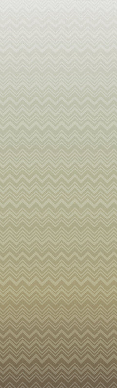 Featuring a light-to-dark gradient background with a repeating zigzag chevron pattern, the Iconic Shades Wallpaper by York Wallcoverings transitions from crisp white at the top to rich brown at the bottom, creating a subtle textured effect.