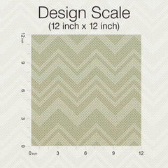 Here’s the revised sentence using your product data: A 12x12 inch square of York Wallcoverings’ Iconic Shades Wallpaper displays a light green chevron knit pattern, with inch markings labeled on the left and bottom edges. Above the square, “Design Scale (12 inch x 12 inch)” is written.