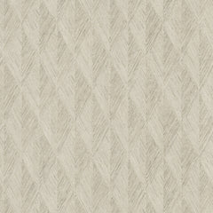 Magnolia Home Challenger Wallpaper featuring a light beige, repeating geometric pattern of etched vertical diamonds.