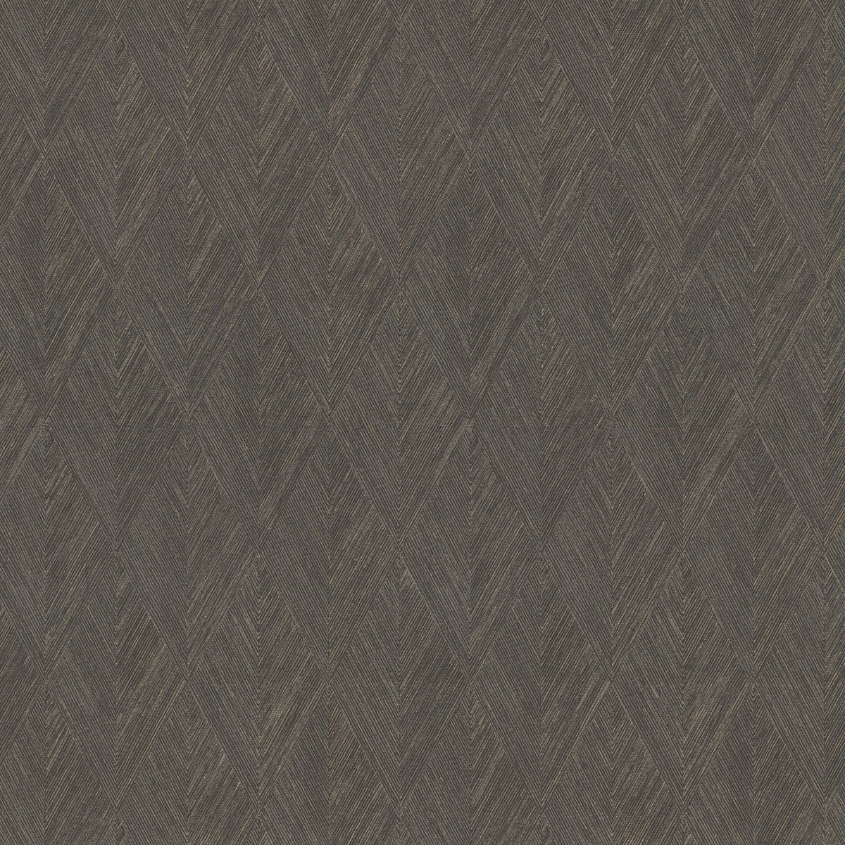 Magnolia Home Challenger Wallpaper in dark brown with a repeating chevron diamond pattern and a textured finish.