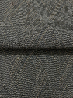 Magnolia Home Challenger Wallpaper in dark gray featuring a repetitive chevron pattern formed by thin, textured diagonal lines.