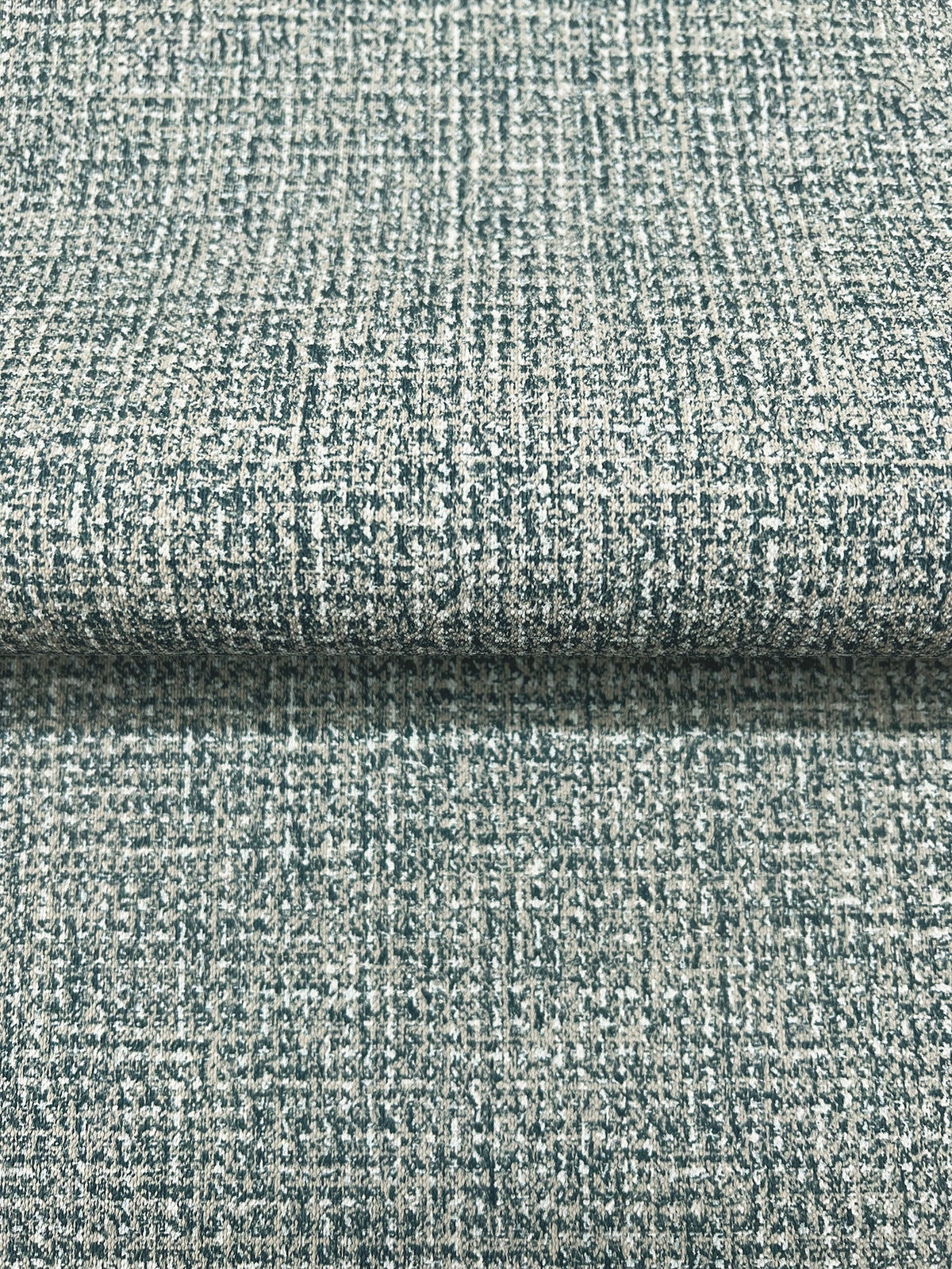 Magnolia Home Brindled Wallpaper featuring a dark green and white speckled, cross-hatched texture.