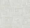 Tesselle Wallpaper in light gray featuring a repeating parquet wood grain pattern in a woven block design.