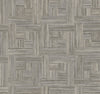 Tesselle Wallpaper featuring a grey, wood-grain pattern arranged in a geometric basketweave design.