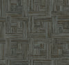 Tesselle Wallpaper in dark gray featuring a geometric pattern of small, horizontal and vertical wood grain rectangles arranged in a basketweave style.