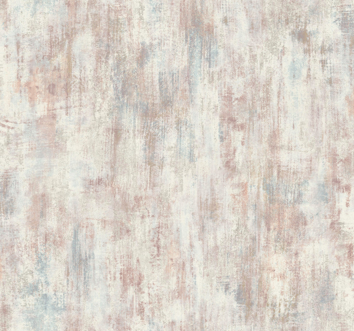 Discover the Concrete Patina Wallpaper by York Wallcoverings—a textured abstract background featuring soft pastel shades of light blue, pink, beige, and white that blend seamlessly in a brushed, weathered pattern.