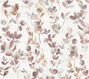 Candice Olson Joyful Eucalpytus Wallpaper featuring a watercolor pattern of soft, muted eucalyptus branches in shades of mauve, tan, and gray.