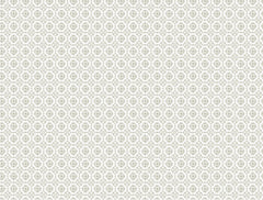 The Priti Floral Grid Wallpaper by York Wallcoverings features a repeating geometric pattern of hexagons and floral motifs in light grey on a white background, offering a subtle, delicate, and symmetrical design.