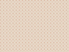 Priti Floral Grid Wallpaper by York Wallcoverings features a repeating geometric pattern of hexagons and stylized floral motifs in light tan and soft orange hues, evoking a subtle, vintage-inspired wallpaper effect.