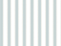 The Tilford Awning Stripe Wallpaper by York Wallcoverings features vertical pale blue stripes alternating with thinner white stripes adorned with small, repeating gray flower motifs, resulting in a soft and delicate pattern evocative of vintage wallpaper or fabric.
