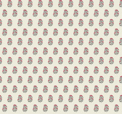 Sylvie Floral Wallpaper by York Wallcoverings features a repeating pattern of small red floral bouquets with green leaves set against a beige background. The flowers are evenly spaced to create a uniform and symmetrical design.