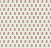 The Sylvie Floral Wallpaper by York Wallcoverings features a repeating pattern of small pink flowers with green leaves, evenly spaced on a cream-colored background.