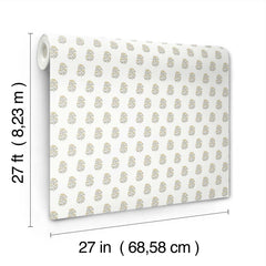 A roll of Sylvie Floral Wallpaper by York Wallcoverings, featuring a small floral pattern and measuring 27 feet (8.23 meters) in length and 27 inches (68.58 cm) in width.