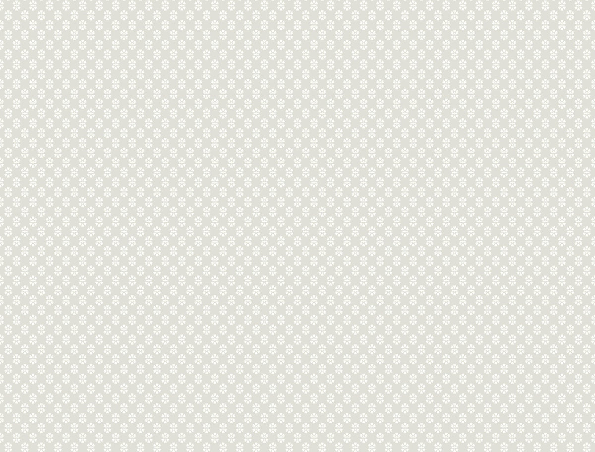 Introducing the Brioni Floral Stamp Wallpaper by York Wallcoverings—a seamless light gray design featuring softly repetitive, small white four-petal floral motifs evenly distributed across the background. This subtle pattern creates an elegant and refined texture, perfect for adding a touch of sophistication to any space.