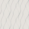 Introducing the Wavy Stripe Wallpaper from York Wallcoverings, featuring a seamless pattern of thin, wavy, vertical gray lines on a white background for a flowing, abstract, and minimalist aesthetic.